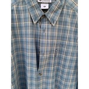 Columbia Sportswear Mens Blue Gray Plaid Long Sleeve Button Front Shirt Size XL